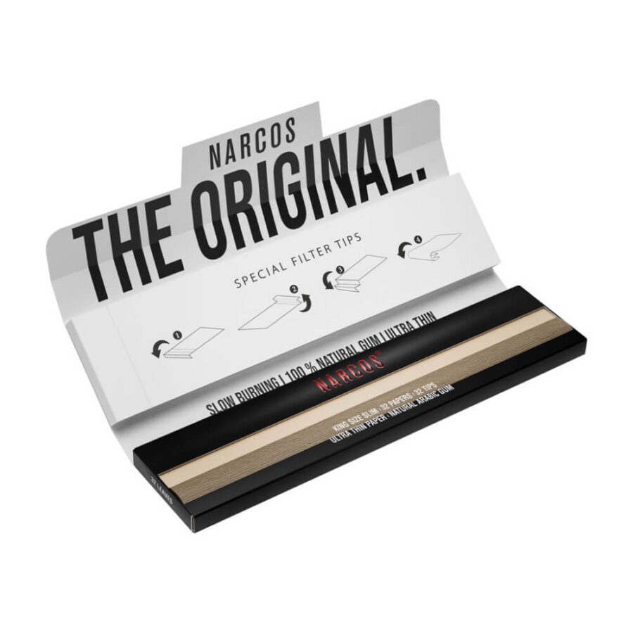 Narcos Brown Edition King Size Slim Papers + Tips (32stk/display)