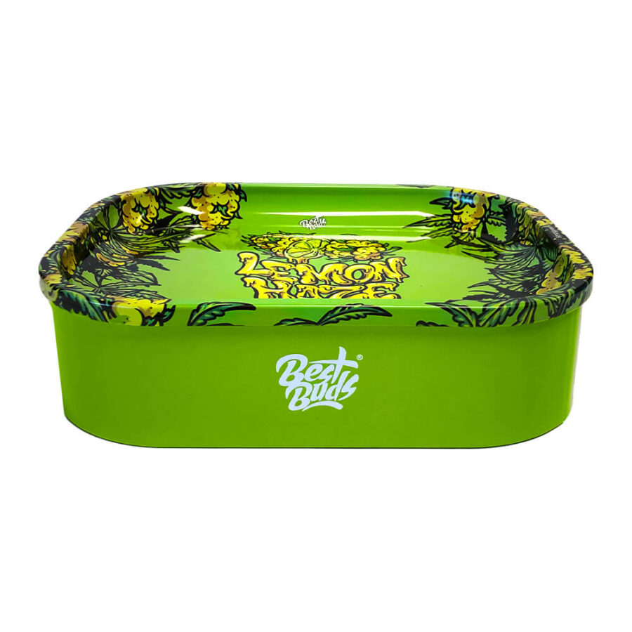 Best Buds Thin Box Rolling Tray mit Lagerung Lemon Haze