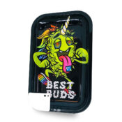 Best Buds LSD Large Metall Rolling Tray with Magnetic Grinder Card