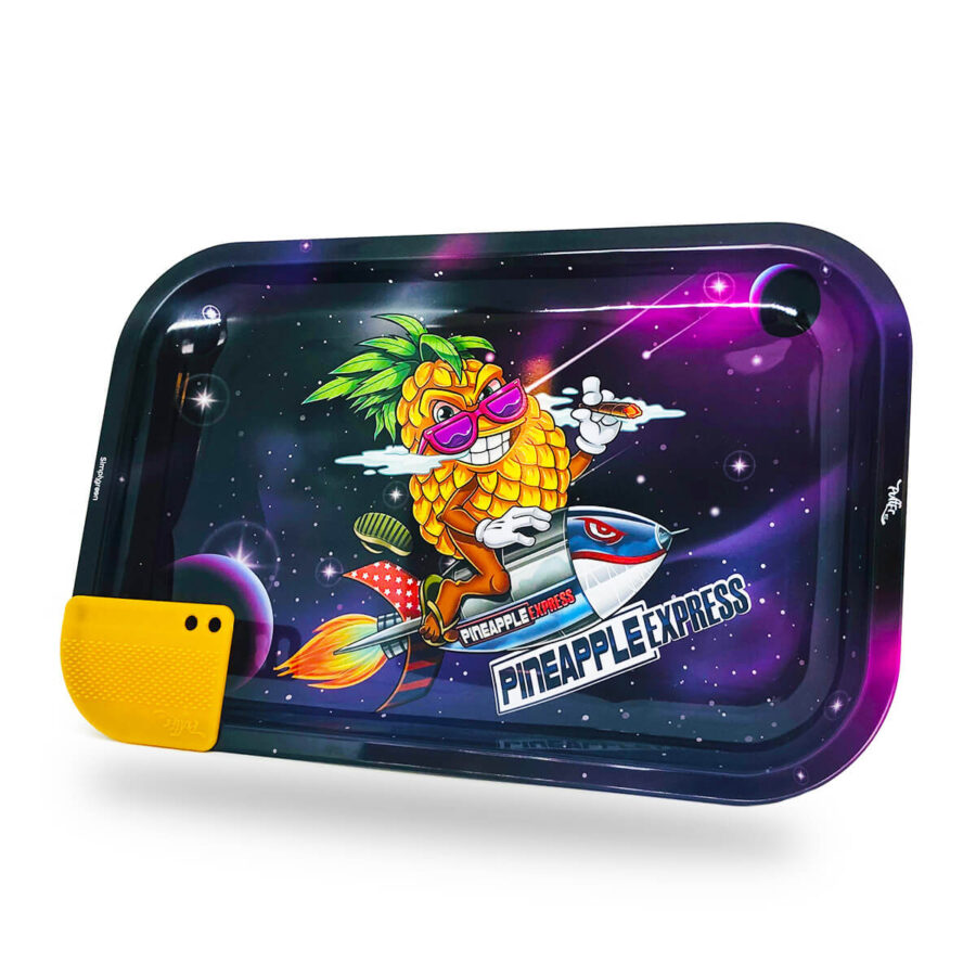 Best Buds Superhigh Pineapple Express Large Metall Rolling Tray with Magnetic Grinder Card