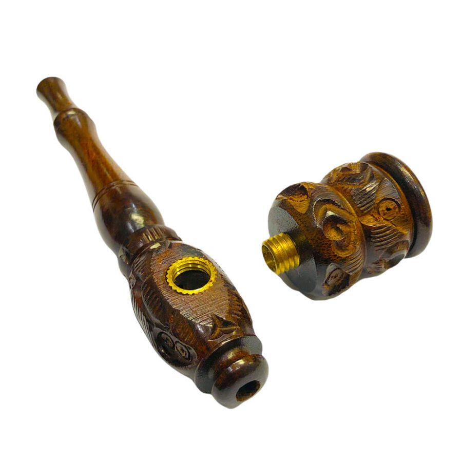 Handgefertigte braune Maori Pfeife aus Holz 10cm