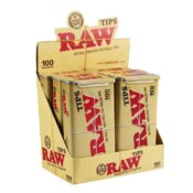 RAW Unrefined 100 Pre-Rolls Tips (6tins/display)