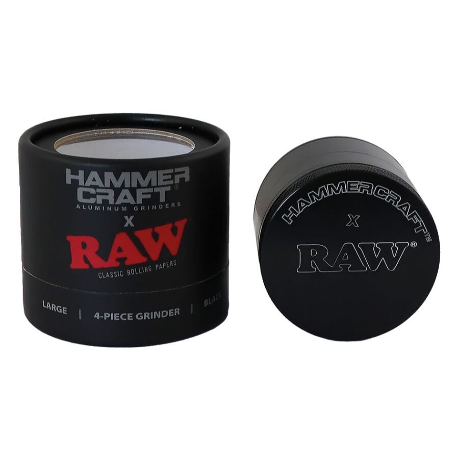 RAW Hammer Craft Aluminium Grinder Groß Schwarz 4-teilig - 60mm